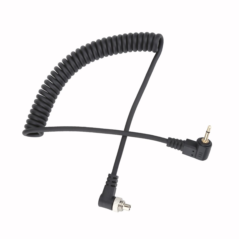 PC Sync Cable Camera Flash Sync Cable Flash 2.5mm to Male Flash PC Sync Cable Cord with Screw Lock Extended Coiled Wire