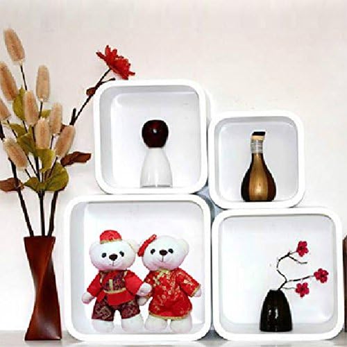 WHITE Set Of 4 Large Retro Cubes Standing Hanging Wall Storage Display Shelves Free Stand Bookshelves (White)