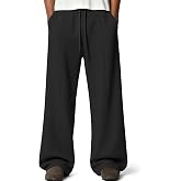 HeSaYep Men's Baggy Sweatpants Fleece Lounge Wide Leg Sweat Pants | Open Bottom Cotton Pants Winter Thermal Straight Leg Pants Athletic Gym Workout Running Sleep Casual Sweatpants with Pockets