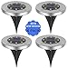 Solar Ground Lights, 4Pcs Underground Sensing Landscape Lights, 8LED Waterproof Solar Powered Disk Flood Lights lamp for Pathway Outdoor In-Ground Lawn Yard Driveway Patio Walkway Garden -White