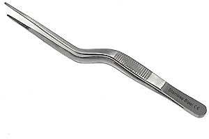 Lab Forceps Offset Bayonet Handle Tweezers with Fine Precision Serrated Tips for Multifunction Laboratory Dissecting Work, Ha