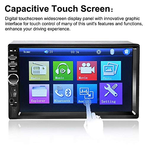 Aigoss Car Stereo Bluetooth MP5 Video Digital Player 7" Touch Screen 2 Din Car Radio Wireless Remote Control Hands Free Multimedia with Rear-View Camera, Support Backup/TF/FM/AUX/USB