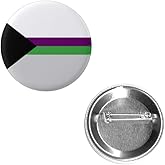 Demi AroAce Green Purple Aro Ace Pride Flag Pin 2.25” Round Circle Shape Metal Button Pin Badge Pinback 2.25 inch Pin 57 mm 5.7 cm