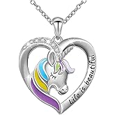 YOUBT Sterling Silver Kids Unicorn Pendant Necklace Party Favors for Girls
