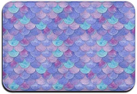 Purple Mermaid Scales Front Door Mat Large Outdoor Indoor Entrance Doormat -Waterproof Low Profile Door Mats Stylish Floor Mats Garage Patio Snow Scraper Front Doormats