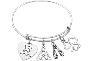 Infinity Collection Irish Dance Bracelet – Adjustable Bangle with Celtic Knot, Dance Shoes, Shamrock, and Heart Charms – Irish Dancing Jewelry Gift for Step Dancers, Recitals, or Competitions