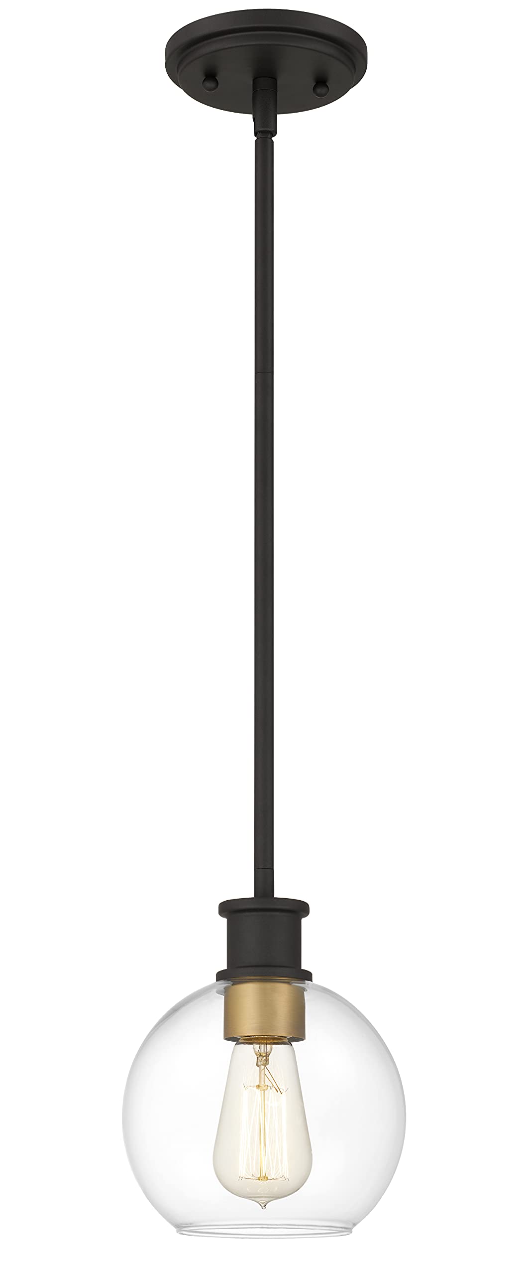 Photo 1 of Tawson Black and Gold Pendant Light, Modern Globe Pendant Light, Island Pendant Lights with 6.5 inch Clear Globe Glass Shade for Kitchen Island, Hallway, Entryway, Dining Room, Bedroom