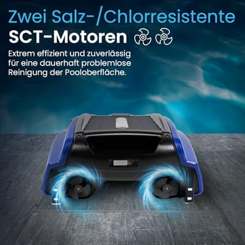 Betta SE Solar Powered Automatic Robot Pool Skimmer Cleaner with 30-Hour Continuous Cleaning, Battery Power and Revised Two Salt Chlorine Tolerant Motors (Blue)