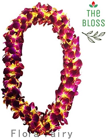 (Yellow-red) The Bloss - Alola Fresh Orchid Double Dendrobium Graduation Leis Celebrate For Event School Graduation Wedding Beach Mother Gift Birthday Party
