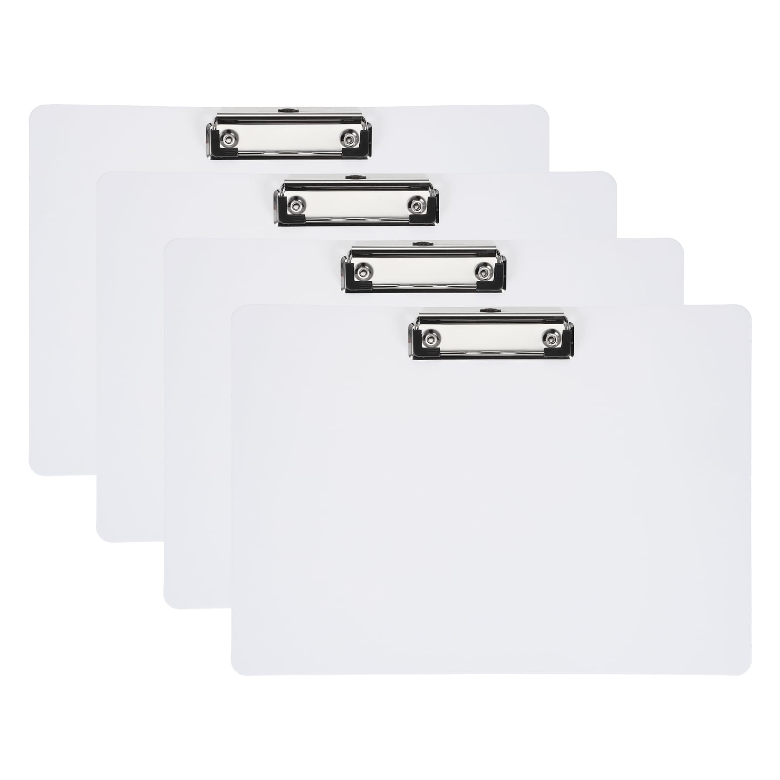 PATIKIL 8.86 x 12.4 Inch Clipboard Landscape, 4 Pack A4 PP Plastic Office Clipboards Low Profile Clip for Office Drawing Sketching, White