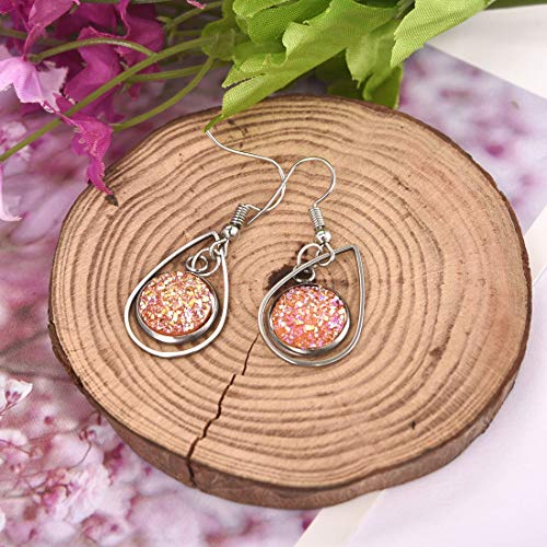 LANBEIDE Earring Blanks Wire Hooks Bezel Trays for 12mm Cabochon Settings, 28 PCS Stainless Steel Earring Dangle for Jewelry Findings (Mixed) - Thumbnail 2