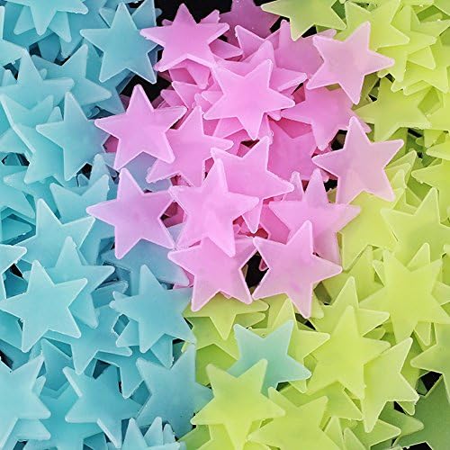 Glow in the Dark Stars 100pcs Creative Luminous Stars 3D, Domed, Self Adhesive Stars Wall Sticker Decor Removable Art Mural Baby Nursery Room