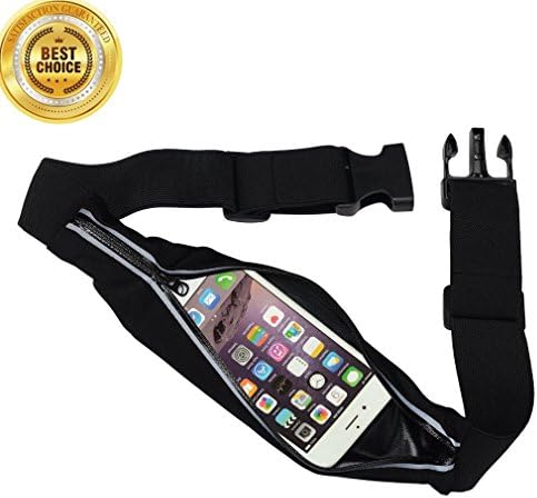 Runner Waist Pack Hide Big Space for phone and essentials,Sweat Proof/Waterproof,Reflective Stripe Adjustable Belt from 27" to 39"(Single Pack)Black