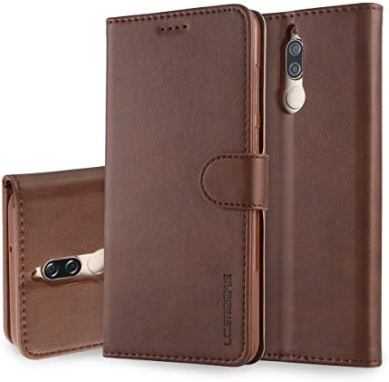 MEIRISHUN Huawei Mate10 Lite Case, Casual PU Leather Wallet [Cowhide Leather] Holster Adsorption Protective Stand Cover For Huawei Mate10 Lite - Brown