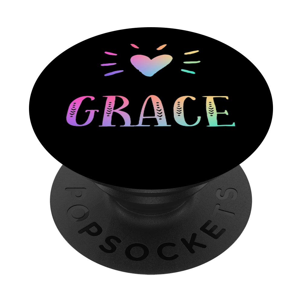 Grace Gift Heart Rainbow Watercolor Love Name Grace PopSockets PopGrip: Swappable Grip for Phones & Tablets