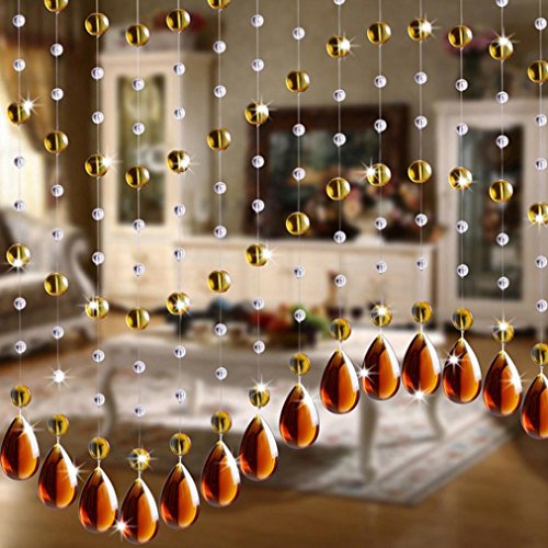 A Set Luxury Home Decoration Crystal Glass Bead Curtain For Living Room Bedroom Window Door Wedding Decor 1M By Woaills (Coffe)