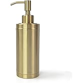 Kmeino Soap Dispenser Brushed Champagne Gold, 10 OZ Full Stainless Steel Countertop Soap Dispenser Light Gold, Liquid Bottle for Kitchen & Bathroom Hand Dish Lotion