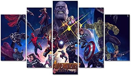 LMPTART(TM Framed 60x32inches Print 5 Panels Avengers Infinity war Marvel Movie Poster Canvas Wall Art Painting for Children Kids Decor Modern Home Decor Wall Art Picture Ready to Hang