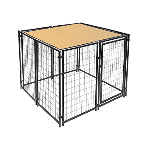 ALEKO PLK0505BE Pet Dog Kennel Sun Shade Cover Weather Protection with Aluminum Grommets 5 x 5 Feet Beige