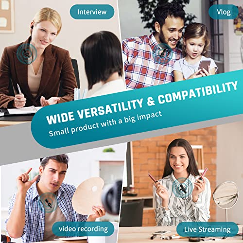 Wireless Lavalier Microphone for iPhone iPad, Leereel PlugPlay Wireless Lapel Mic for Recording