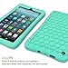 Fintie Silicone Case for Amazon Fire 7 Tablet (Previous Generation 7th, 2017 Release) - [Honey Comb Upgraded Version] [Kids Friendly] Light Weight [Anti Slip] Shock Proof Protective Cover, Turquoise