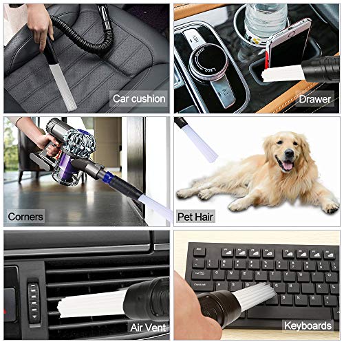 PetOde Universal Dusty Brush Vacuum Attachment Dust Cleaning Sweeper Vacuum Duster Attachment with Universal Adapter Flexible Tiny Tubes Dust Daddy for Keyboards/Drawers/Cars/Corners/Vents/Furnitures
