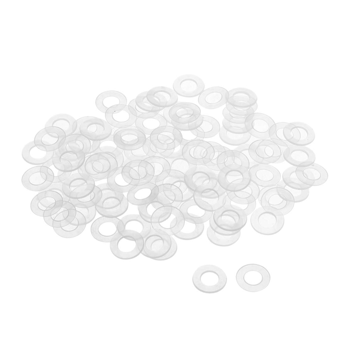sourcing map Nylon Flat Washers 16mm OD 8mm ID 0.9mm Thickness Sealing Gasket for Faucet Pipe Water Hose, Clear Pack of 100