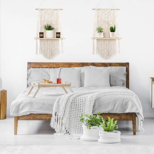GregCo Set of 2 Handmade Macrame Wall Hanging ShelvesDecorative