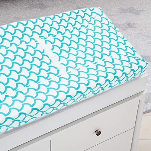 American Baby Company Heavenly Soft Chenille Fitted Contoured Changing Pad Cover, Aqua Sea Wave (656173315184)