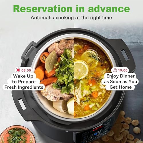 SPZTJK 12-in-1 Electric Pressure Cooker 6 Quart, LED Multifunction Steamer, 24-Hour Presetting Electric Rice Cooker, Pressure Cooker, Slow Cooker, Steamer, Warmer, Multicooker, 1000W, Stainless Steel