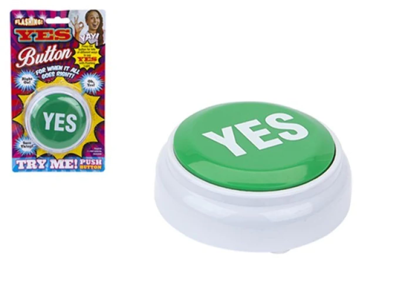 Fun Green & White Novelty Yes Button - (1 Pc.) - Perfect for Office, Desk, or Gift