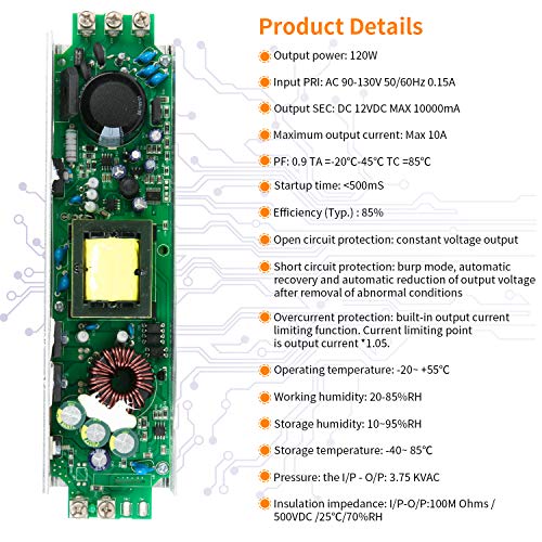 Led dimmable driver 12V 120W quiet operation universal regulated 12V DC