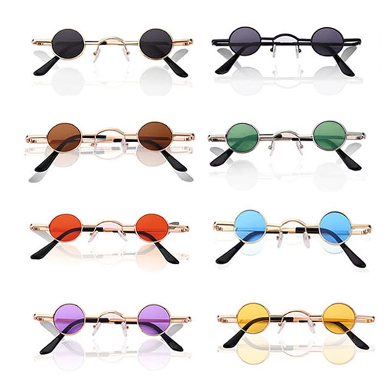 MIUPOO Funny Round Kids Party Sunglasses Bulk,Hippie Style Cool Party Sun Glasses for Adults and Kids,Novelty Sunglasses Multipack for Party,Baby Sunglasses,8 Pairs