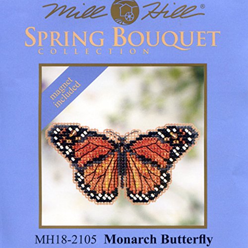 Monarch Butterfly Beaded Counted Cross Stitch Ornament Kit Mill Hill 2012 Spring Bouquet MH18-2105