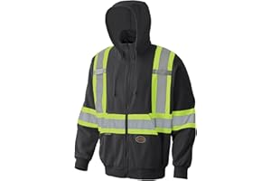 Pioneer Hi Vis Safety Hoodie - Zip-Up Style With Reflective Tape - Detachable Hood