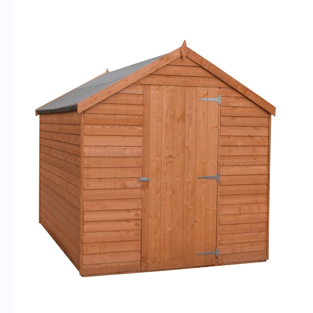 7x5 Shire Wooden Garden Shed Single Door Windowless Apex Roof Overlap Cladding Store Brown