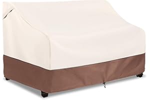 okcool Heavy Duty Patio Sofa Cover, 100% Waterproof 2-Seater Outdoor Sofa Cover Fits up to 58W x 32.5D x 31H Inches, Lawn Patio Furniture Covers,Beige & Brown