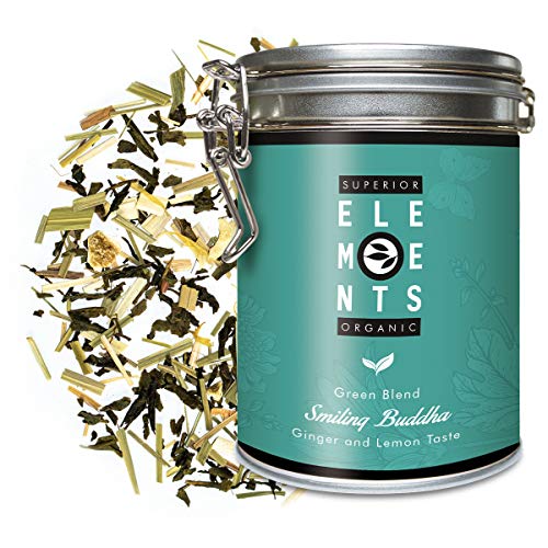 "Smiling Buddha" Grüner Tee Lose Ingwer Zitrone in Dose, Aromatisierter Grüntee (ca. 40 Tassen) 100 Gramm von alveus