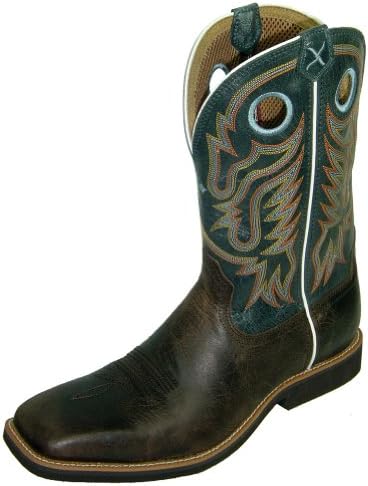 Twisted X Boots Mens Joe Beaver Calf Chocolate Cowboy Boots 14 D Chocolate/Blue