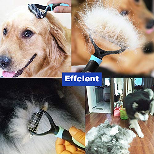 LUKACY Dematting Comb,Dematting Brush Dog Undercoat Rake mat Remover Dog 2 Sided Shedding V Rake