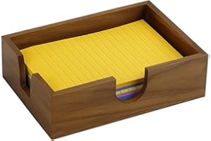 MultiBey Walnut Wood Sticky Notes Holder, 4x6 in Self -Sticky Note Memo Holder, Wooden Notepad Holder Dispenser Desk Supplies Desktop Accessories for Office Home School (L)