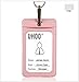 UHOO Badge Holder, Leather Vertical ID Card Holder with Neck Lanyard Multi Card Holder(Pink)