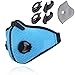 Novemkada Dustproof Masks - Activated Carbon Dust Mask with Extra Filter Cotton Sheet and Valves for Exhaust Gas, Pollen Allergy, PM2.5, Running, Cycling, Outdoor Activities (Blue)