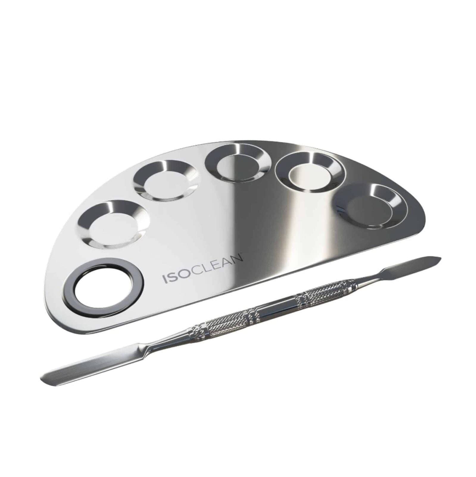 ISOCLEAN Makeup Mixing Palette - Metal Foundation Palette with Spatula, Ideal for Blending Concealer, Lip Tint, Liquid Blush, and Other Cosmetics, Handy Tool for On-the-Go Makeup Application