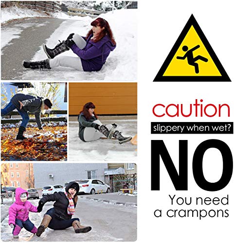 Pozlle Ice Grips,Updated VersionIce & Snow Grips Cleat Over Shoe/Boot,Traction Cleat Rubber Spikes Anti Slip 10 Steel Studs Crampons Slip-on Stretch Footwear (Large(Women 10-13 / Men 8-11))