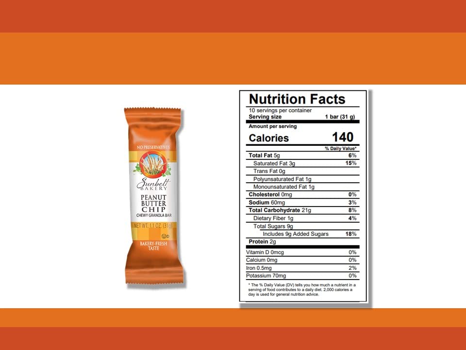 Sunbelt Bakery Peanut Butter Chip Chewy Granola Bars, 1.1 OZ,10 Count
