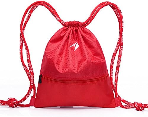 Interomgl Outdoor Women Men Nylon Waterproof Ultralight Backpack Soccer Football Basketball Bag Drawstring Hunting Hiking Gym Sport Bags (Red)