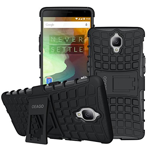 OnePlus 3T Case, OnePlus 3 Case OEAGO [Shockproof] Tough Rugged Dual Layer Protective Case with Kickstand for OnePlus 3T / OnePlus 3 - Black