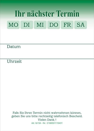 10 Terminblöcke mit je 50 Terminzettel, Terminblock tb154 Ärzte ...