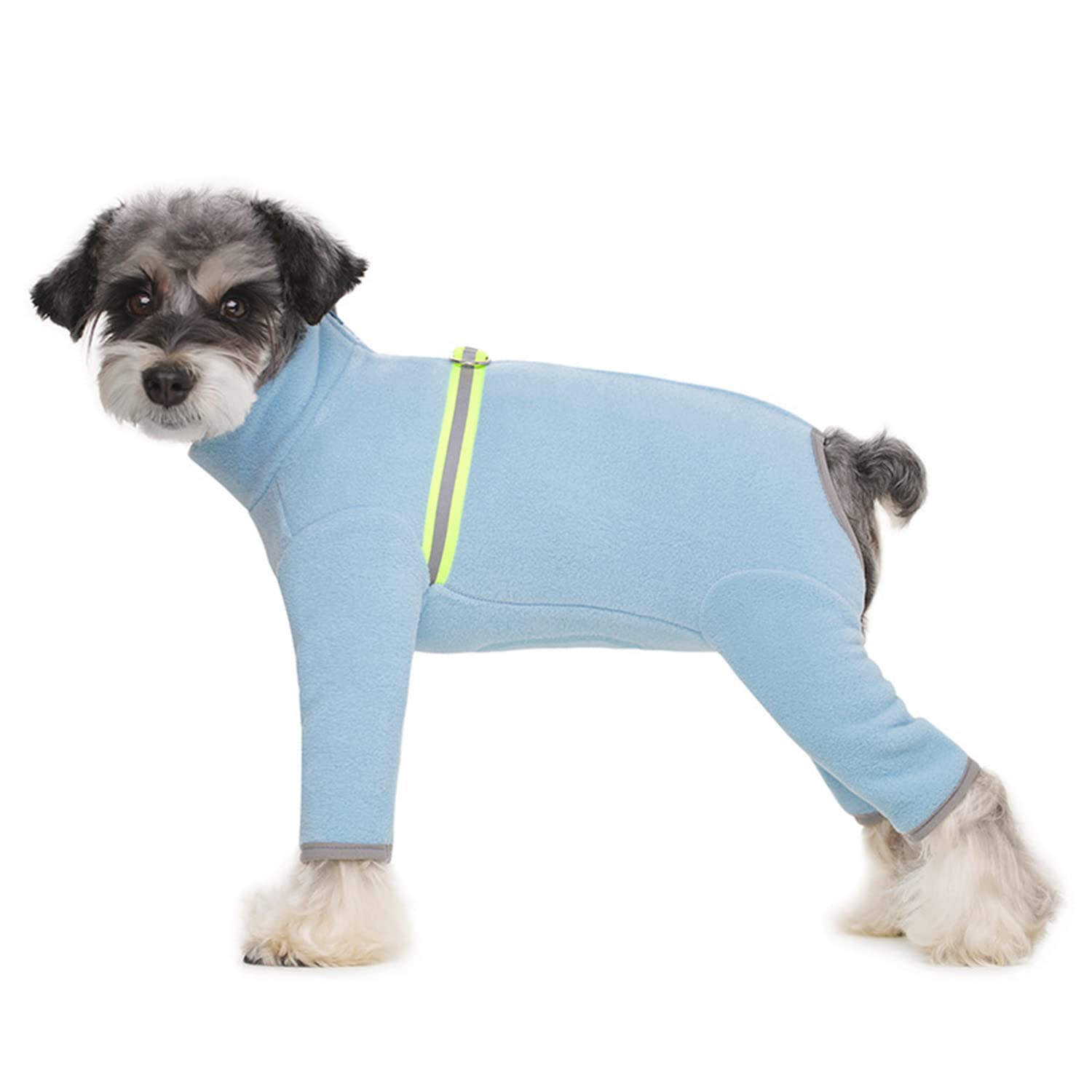 BT Bear Small Dogs Winter Clothes,Dog Winter Warm Coat Soft Fleece with Reflective Zip Dog Onesie Jumpsuit, Puppy Pet Pajamas Costume Apparel (Light Blue, XXL)